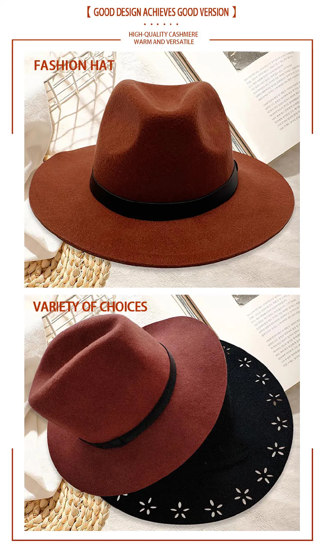 Wholesale Customized Winter Pure Wool/Cashmere Felt Hat