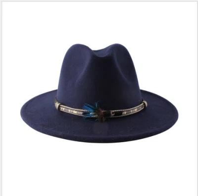 Британская шерстяная джазовая шляпа. Модная и универсальная фетровая шляпа. Шляпа с перьями.